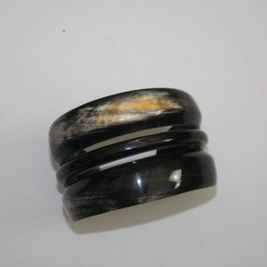 Handmade Natural Horn Geometric Cut-Out Cuff Bracelet